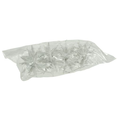 Floristik24 Stelle glitterate bianche 7,5 cm 8 pezzi