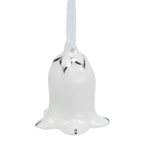 Floristik24 Campana a forma di fiore 5 cm - 5,5 cm bianco, argento 4 pezzi