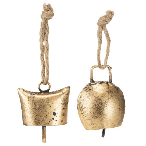 Floristik24 Campanelle decorazioni per albero di Natale in metallo vintage oro 5 cm 8 pezzi