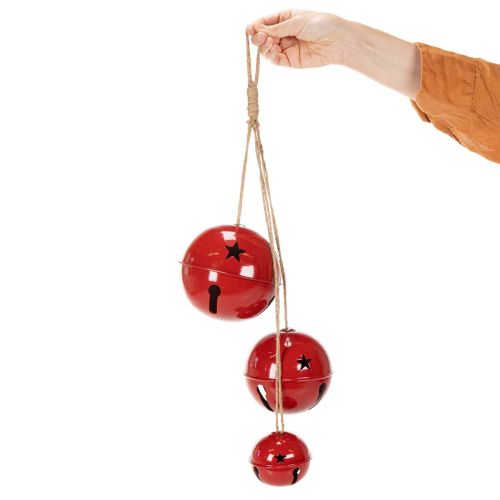 Campanellini decorativi in metallo rosso, set da 3, 14/12/8 cm | Floristik24.it
