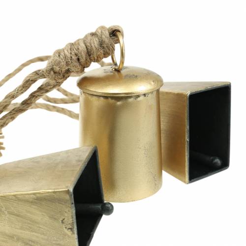 Floristik24 Set di campanacci per appendere corda in metallo ottone 8.2 / 9.5cm 240cm