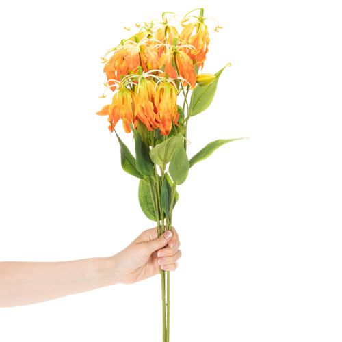 Fiore artificiale Gloriosa arancione con steli lunghi per vasi, 80 cm, 3 pezzi | Floristik24.it