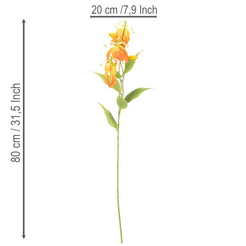 Fiore artificiale Gloriosa arancione con steli lunghi per vasi, 80 cm, 3 pezzi | Floristik24.it