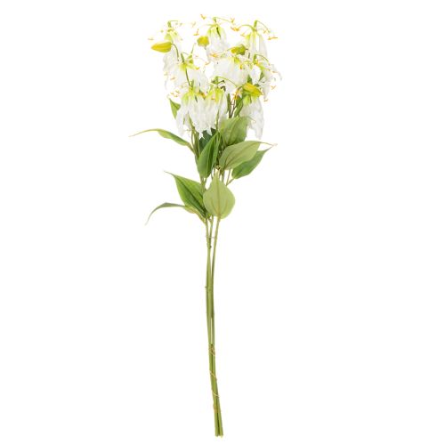 Fiore artificiale Gloriosa, bianco e giallo, elegante ramo fiorito decorativo, 80 cm, 3 pezzi | Floristik24.it