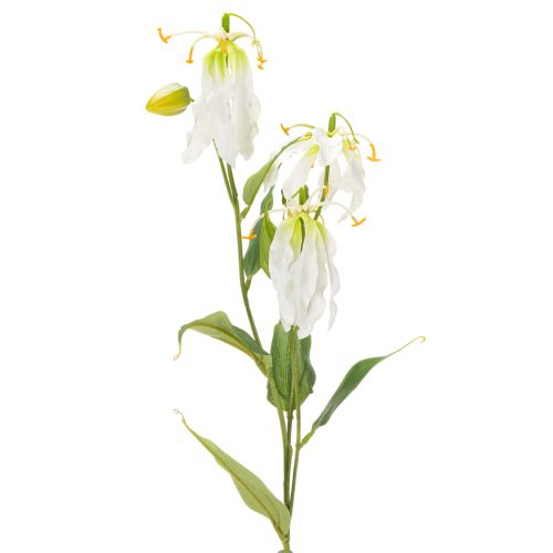 Fiore artificiale Gloriosa, bianco e giallo, elegante ramo fiorito decorativo, 80 cm, 3 pezzi | Floristik24.it