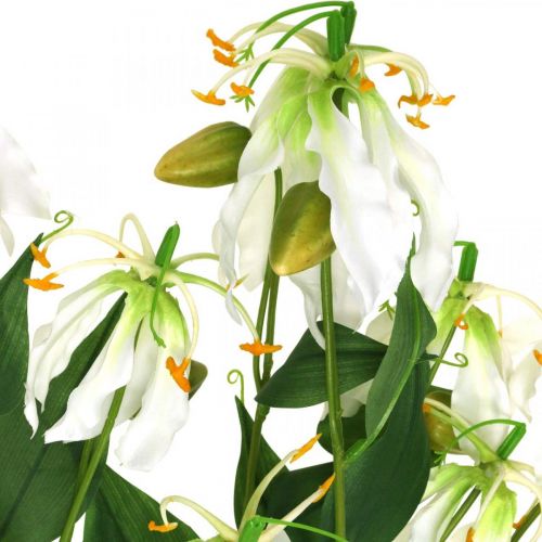 Prodotto Giglio artificiale, decorazione floreale, pianta artificiale, fiore di seta bianco L82cm 3 pezzi