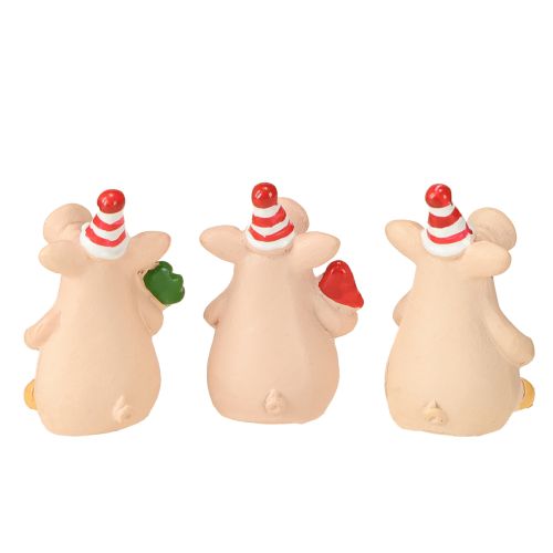 Floristik24 Decorazione a forma di maiale portafortuna Maiale con portafortuna 5 cm 6 pezzi