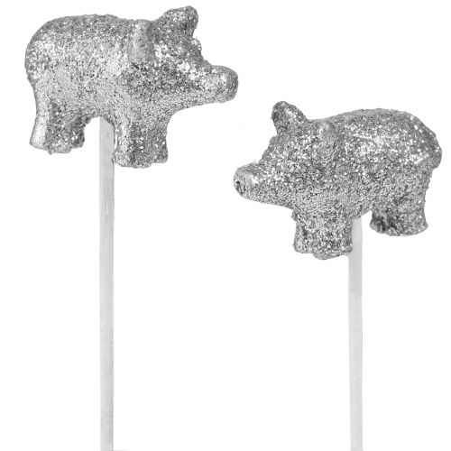 Prodotto Portafortuna di capodanno portafortuna su un bastone argento 3cm 6pz