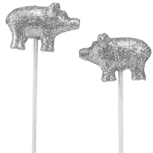 Prodotto Portafortuna di capodanno portafortuna su un bastone argento 3cm 6pz