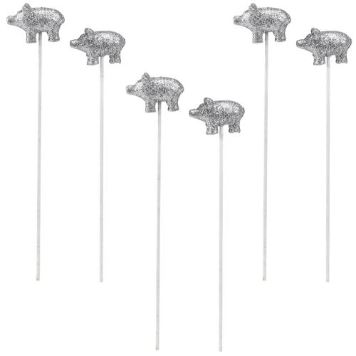 Prodotto Portafortuna di capodanno portafortuna su un bastone argento 3cm 6pz