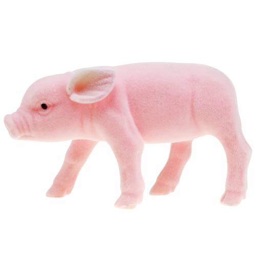 Floristik24 Lucky pig rosa floccato 20cm 3pz