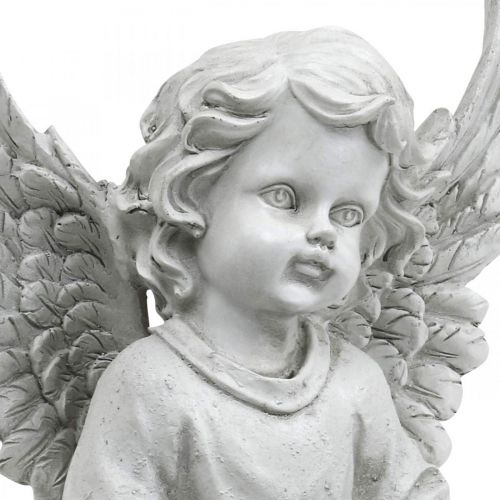 Floristik24 Tomba Angelo Figura Angelo Bagno per uccelli Decorazione tomba H26cm