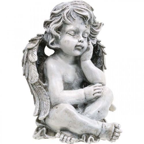 Grave angelo angelo grigio figura tombale decorazione tombale 24 cm