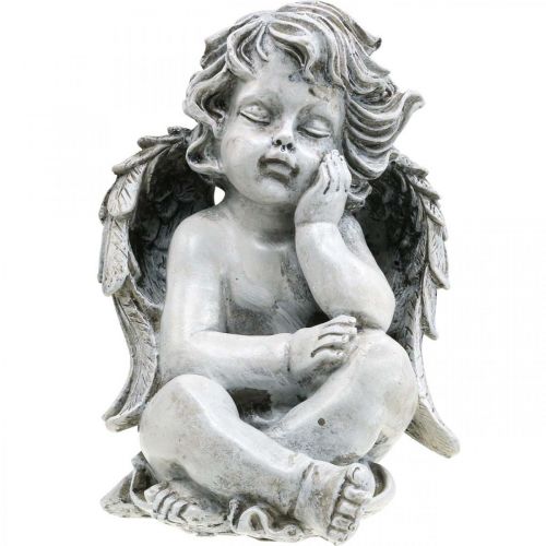 Floristik24 Grave angelo angelo grigio figura tombale decorazione tombale 24 cm