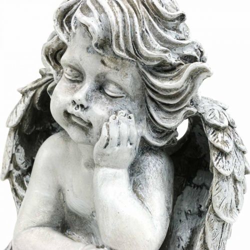 Floristik24 Grave angelo angelo grigio figura tombale decorazione tombale 24 cm