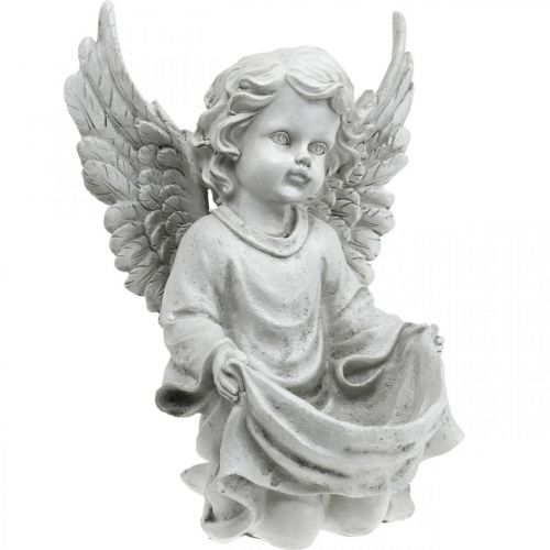 Floristik24 Tomba Angelo Figura Angelo Bagno per uccelli Decorazione tomba H26cm