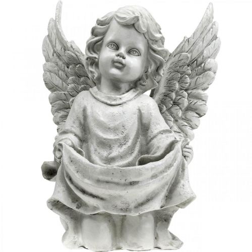 Floristik24 Tomba Angelo Figura Angelo Bagno per uccelli Decorazione tomba H26cm
