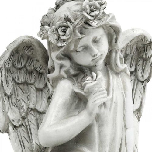 Floristik24 Angelo della tomba seduto Angelo della decorazione della tomba 20×14×20 cm