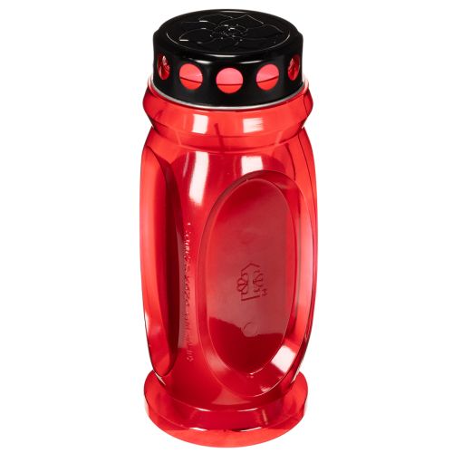 Candela funeraria rossa, coperchio nero, candela commemorativa 4 giorni 23 cm acquistare | Floristik24.it