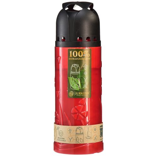 Candela tombale rossa all&#39;olio vegetale Candela ICP per ricordo H24cm