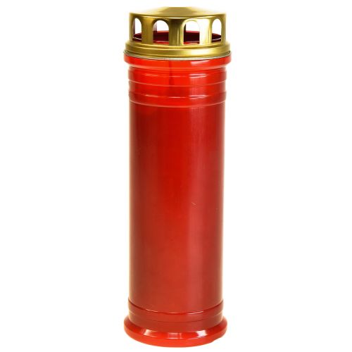 Candela tombale in plastica rossa 5 giorni Ø7,5 cm H23 cm