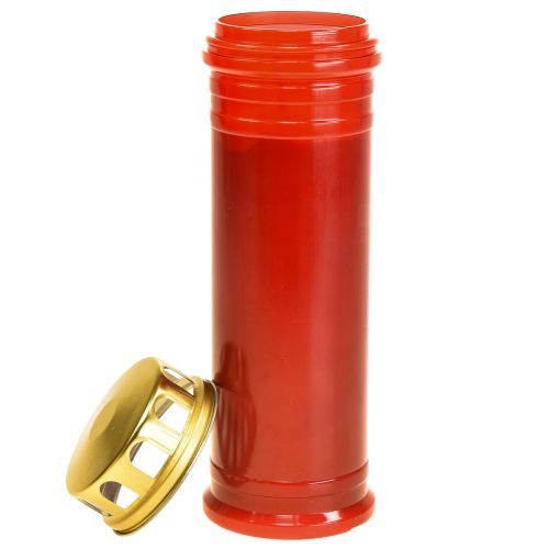 Floristik24 Candela tombale in plastica rossa 5 giorni Ø7,5 cm H23 cm