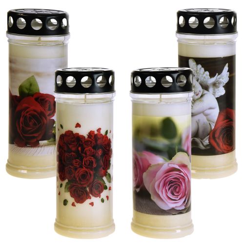 Floristik24 Candele gravi, luce a olio, candele da lutto, motivo Ø7,5 cm, H20,5 cm, 6 pezzi
