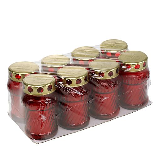 Prodotto Luce tombale in vetro rosso Ø7cm H13cm 8pz