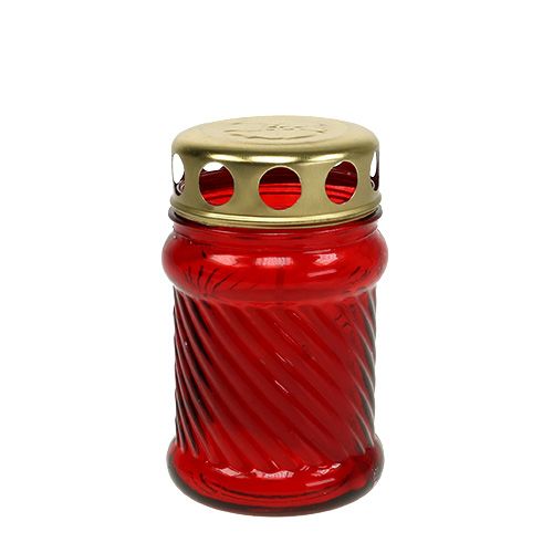 Floristik24 Candele tombali in vetro rosso Ø6cm H11cm 12 pz
