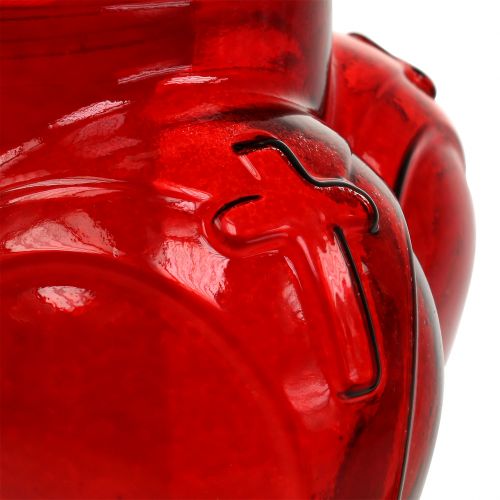 Floristik24 Cuore di luce grave 13 cm x 13 cm H29 cm bianco, rosso 2 pezzi
