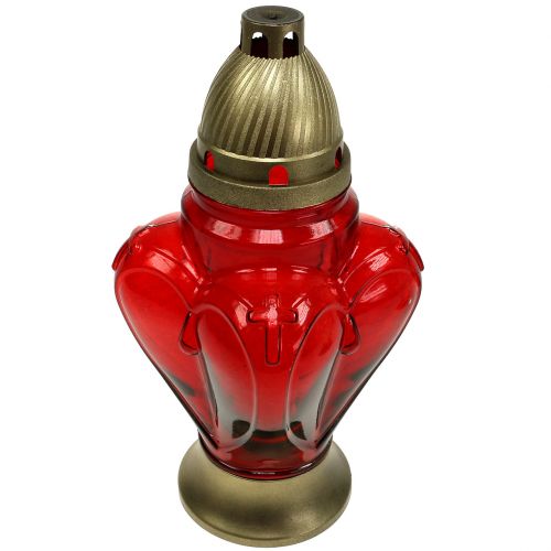 Floristik24 Cuore di luce grave 13 cm x 13 cm H29 cm bianco, rosso 2 pezzi