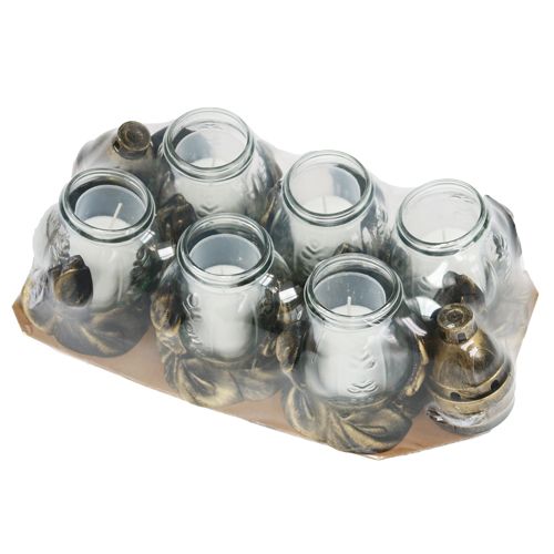 Floristik24 Luce tombale Ø12,5cm H19,5cm bianca 6pz