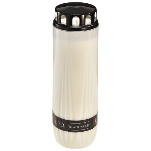 Floristik24 Candela tombale coperchio bianco coperchio nero durata 7 giorni H24cm