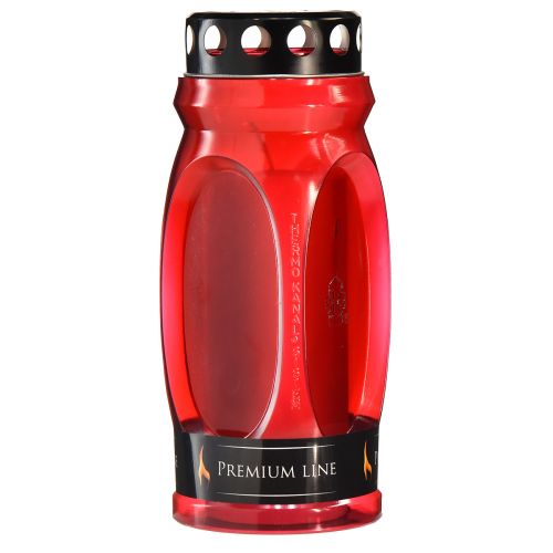 Floristik24 Candela tombale coperchio rosso candela commemorativa nera 4 giorni H22,5 cm