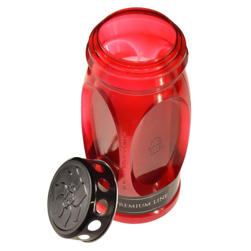Floristik24 Candela tombale coperchio rosso candela commemorativa nera 4 giorni H22,5 cm