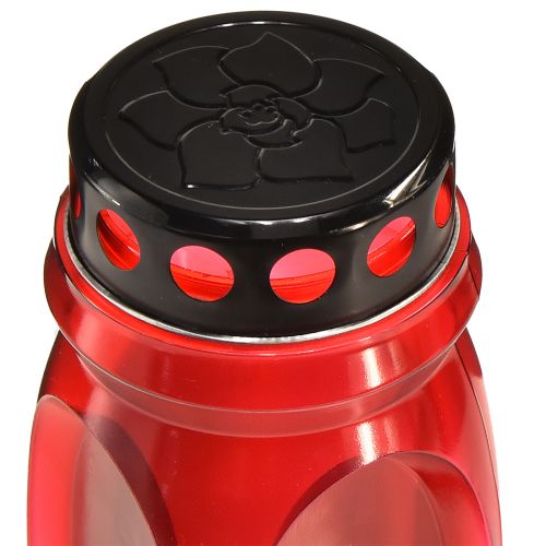 Floristik24 Candela tombale coperchio rosso candela commemorativa nera 4 giorni H22,5 cm