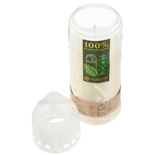 Prodotto Candela tombale bianca con bruciatore settimanale ICP compostabile H24cm