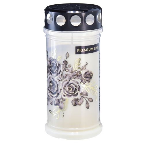 Floristik24 Candele gravi candele bianche con motivo fiori Ø7,5 cm H16,5 cm 3 pezzi