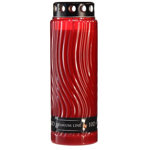 Floristik24 Coperchio per candela tombale motivo fiore rosso nero 10 giorni H27cm
