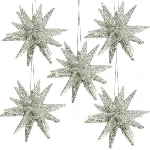 Floristik24 Stelle glitterate da appendere champagne decorazioni per l'albero di Natale 7,5 cm 8 pezzi