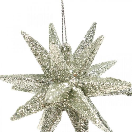 Prodotto Stelle glitterate da appendere champagne decorazioni per l&#39;albero di Natale 7,5 cm 8 pezzi