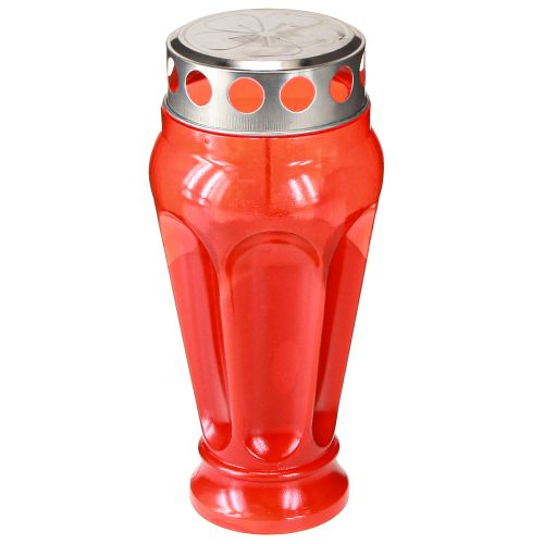Candele per tomba rosse, durata 18 ore, Ø9 cm, altezza 19 cm, 4 pezzi