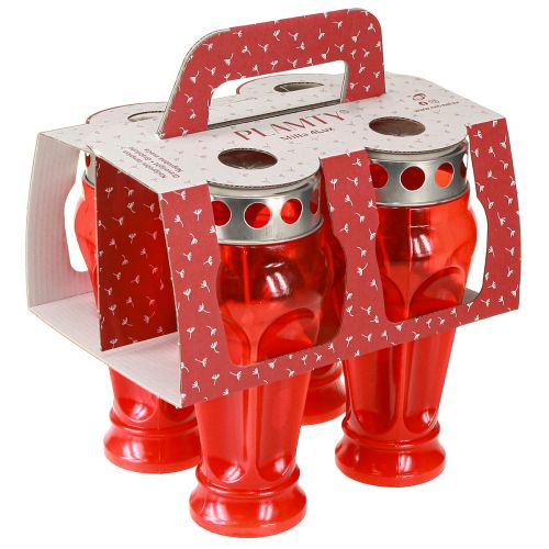Prodotto Candele per tomba rosse, durata 18 ore, Ø9 cm, altezza 19 cm, 4 pezzi