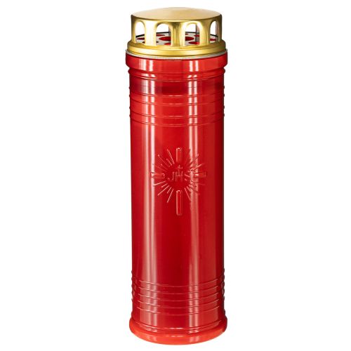 Floristik24 Luci per tomba rosse Ø7,5cm H24,5cm 1 pezzo