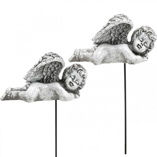 Floristik24 Decorazione tombale Spina decorativa Angelo tombale Angelo su bastone 6 cm 4 pezzi