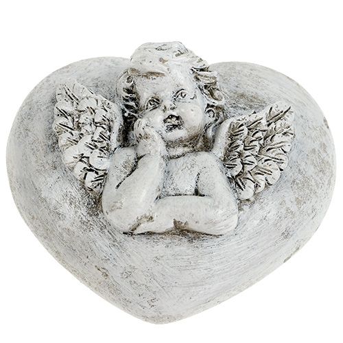 Floristik24 Decorazione tombale cuori con angelo 9 cm 3 pz