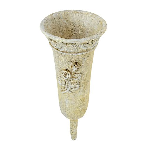 Floristik24 Crema vaso tomba con motivo a rose L35 cm 1p