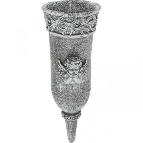 Floristik24 Ornamenti tombali Fiori in lutto Vaso tombale con angelo L29,5cm