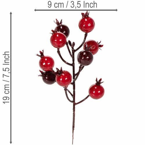 Ramo artificiale di melograno con steli ramificati, ideale come decorazione per vasi, 19 cm, 4 pezzi | Floristik24.it