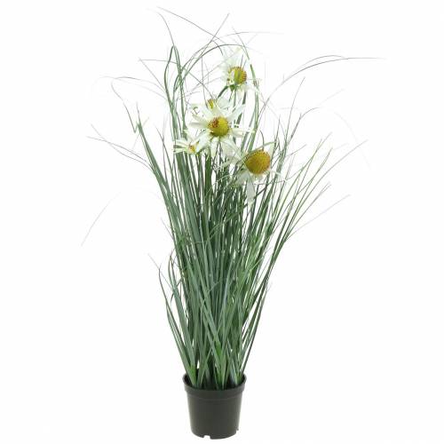Prodotto Erba con echinacea artificiale in un vaso bianco 56 cm